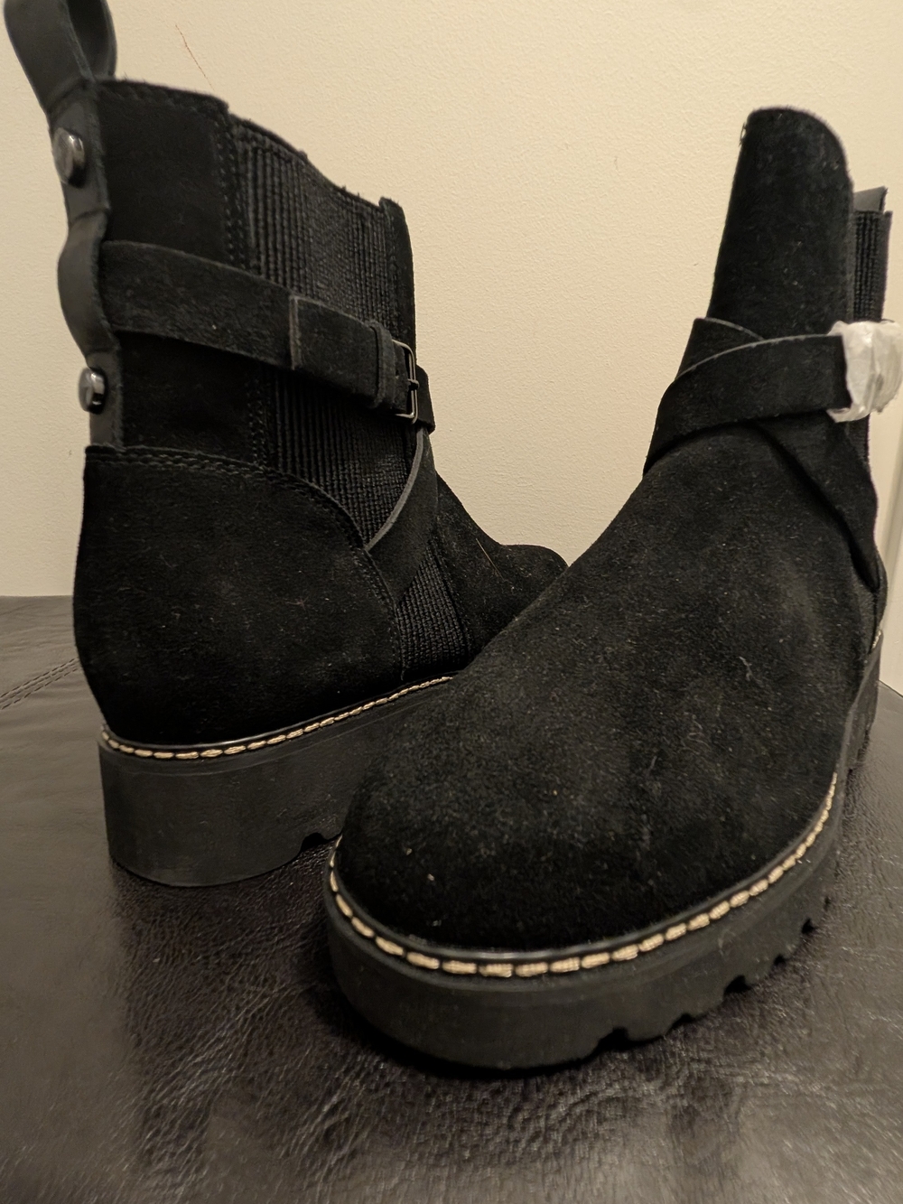 Black Suede Platform Ankle Boots - Women's
